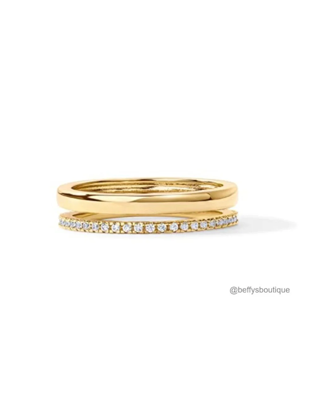 18K Gold Plated Cubic Zirconia Dual Stacking Rings for Women Eternity Band